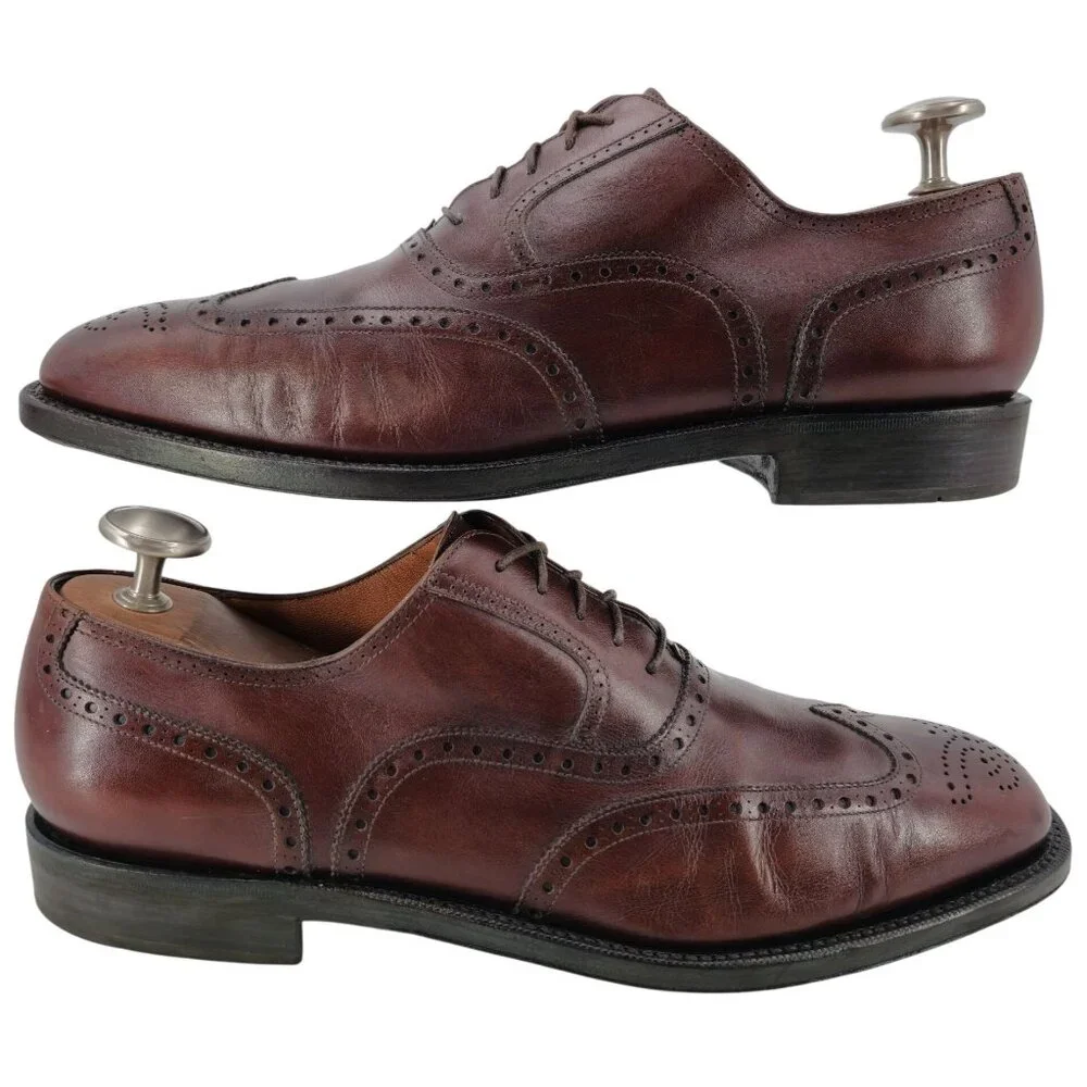 Salvatore Ferragamo Tramezza Brown Leather Wingtip Oxfords Men 11.5D Dress Shoes - Picture 4 of 14